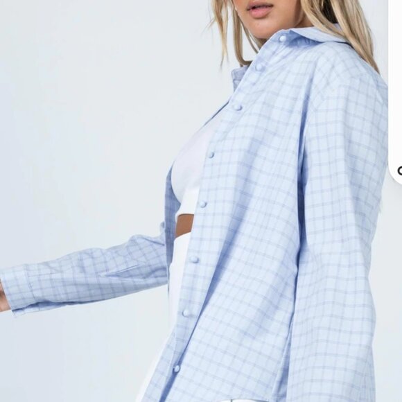 Princess Polly Preston Shirt Blue Size US 4 NWT - Picture 2 of 4